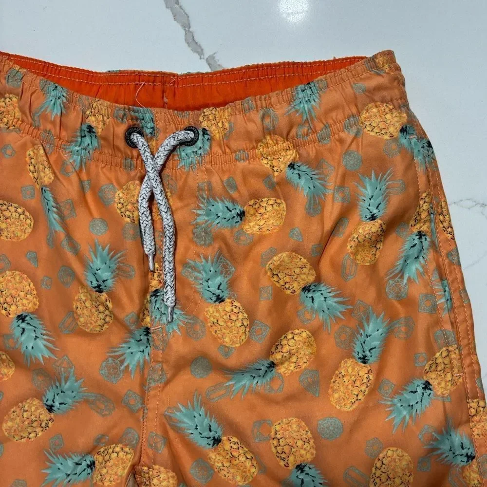 Island Haze Big Boys ORANGE PINEAPPLE SWIM TRUNKS Board Shorts Size 14